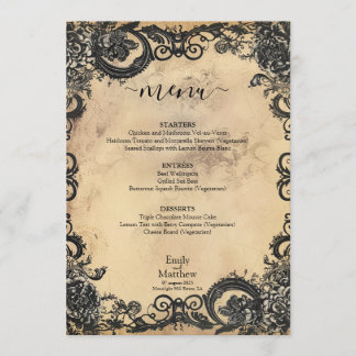 Menu Casamento Elegância Gótica Vitoriana