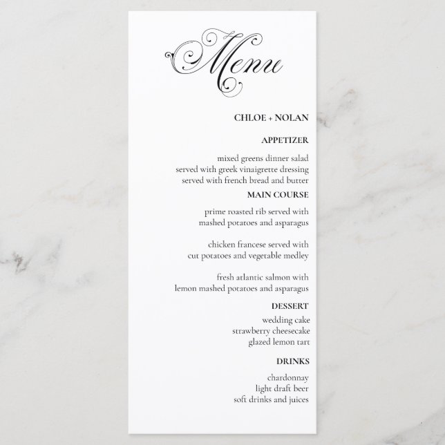 Menu Casamento elegante (Frente)