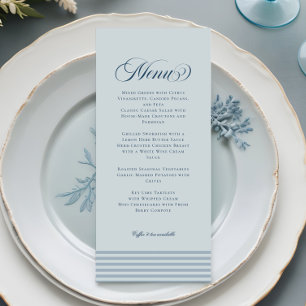 Menu Casamento Elegante à Beira-Mar com Listras Azuis