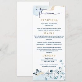 Menu Casamento Elegante Azul Marinho e Dourado 