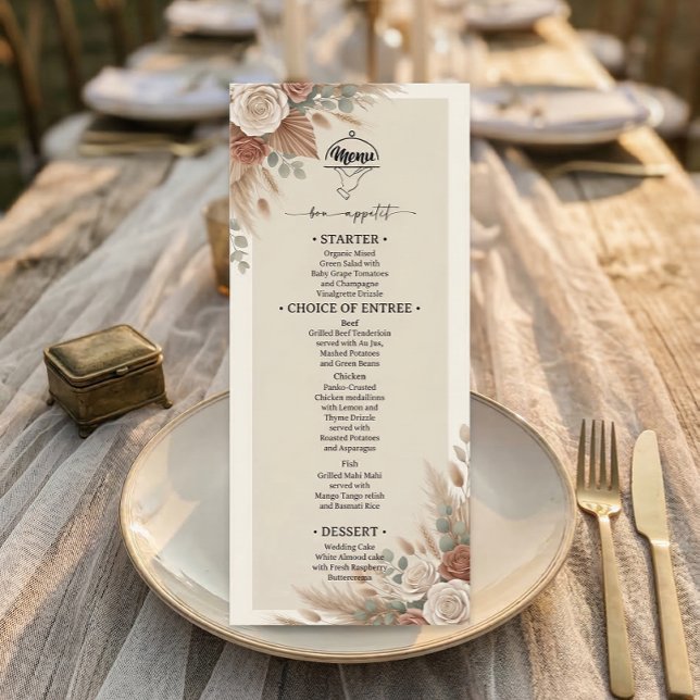 Menu Casamento Elegante Boho Chic (Criador carregado)