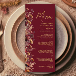 Menu Casamento Elegante Boho Chic de Flores Silvestres 