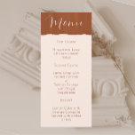 Menu Casamento Elegante Boho Terra Cotta<br><div class="desc">Com um belo design Terra cotta,  os menus de casamento são modernos e elegantes. Fácil de ler para seus convidados e fácil de personalizar. Encontrar itens de casamento no meu compro.</div>