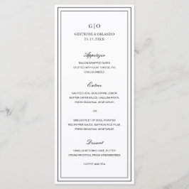 Menu Casamento Elegante Branco e Negro Clássico