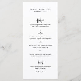 Menu Casamento Elegante Branco e Negro eterno