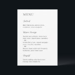 Menu Casamento Elegante Branco e Preto Merrin<br><div class="desc">Menu moderno de casamento com um design simples mas elegante.</div>