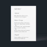 Menu Casamento Elegante Branco e Preto Merrin<br><div class="desc">Menu moderno de casamento com um design simples mas elegante.</div>