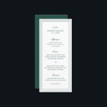 Menu Casamento Elegante Clássico Emerald Verde<br><div class="desc">O menu de casamento verde do estilo clássico / esmerald verde apresentando um design simples e mínimo com seu monograma, nomes e data de casamento no topo junto com seu menu cercado por uma dupla borda. As fontes se alternam entre um script elegante, um serif tradicional e fontes sans serif...</div>