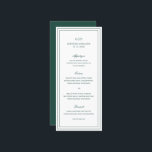 Menu Casamento Elegante Clássico Emerald Verde<br><div class="desc">O menu de casamento verde do estilo clássico / esmerald verde apresentando um design simples e mínimo com seu monograma, nomes e data de casamento no topo junto com seu menu cercado por uma dupla borda. As fontes se alternam entre um script elegante, um serif tradicional e fontes sans serif...</div>