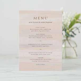 Menu Casamento Elegante com Aquarela Neutra Moderna