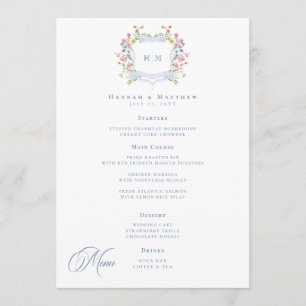 Menu Casamento Elegante com Crista de Flor Silvestre Pa