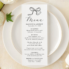 Menu Casamento Elegante com Laço Preto