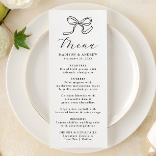 Menu Casamento Elegante com Laço Preto