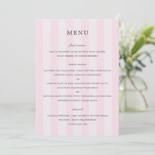 Menu Casamento Elegante com Listras Rosa Modernas