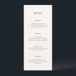 Menu Casamento Elegante Creme Simples<br><div class="desc">Cardápio de casamento moderno com design simples que combina uma fonte sans serif contemporânea, uma escrita à mão elegante e uma fonte itálica.</div>