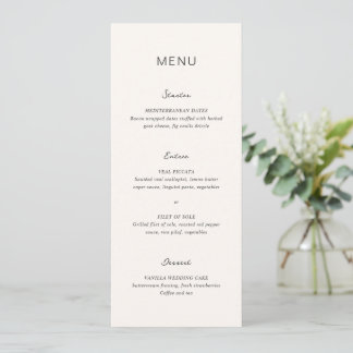 Menu Casamento Elegante Creme Simples