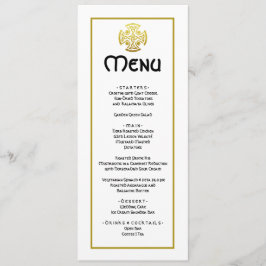 Menu Casamento Elegante Cruz Celta em Faux Dourado Casa