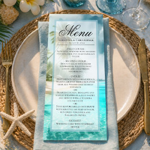 Menu Casamento Elegante de Água-Marinha Tropical na Cos
