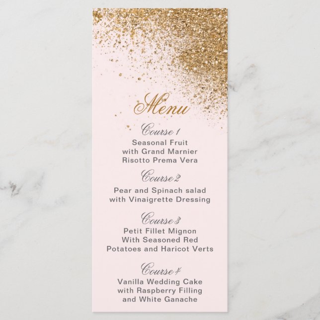Menu Casamento Elegante de Brilhante Dourado Glitter Sp (Frente)