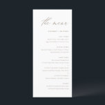 Menu Casamento Elegante De Caligrafia<br><div class="desc">Adicione um sotaque elegante à sua capa de tabela de eventos com este cartão de menu personalizável. Ele apresenta uma escrita caprichosa e uma simples tipografia. Personalize este cartão de menu esticado adicionando os seus próprios detalhes. Este cartão de menu minimalista é perfeito para casamentos, chás de panela, chás de...</div>