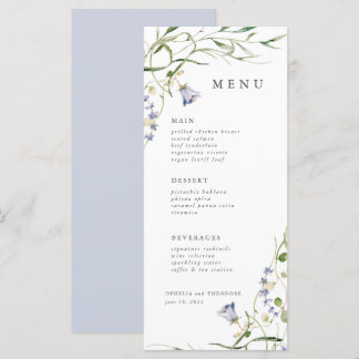 Menu Casamento Elegante De Cor De Água Azul De Flor Sel