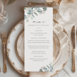 Menu Casamento Elegante de Eucalyptus Watercolor
