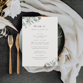Menu Casamento Elegante de Eucalyptus Watercolor