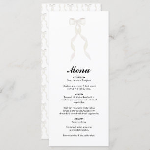 Menu Casamento Elegante de Fita de Arco Branco Formal