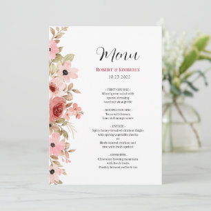 Menu Casamento Elegante de Flor Rosa ELLE