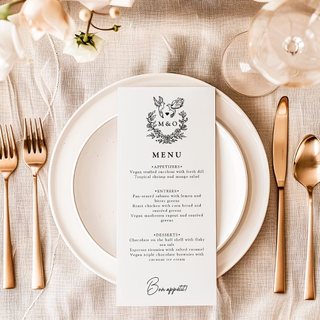 Menu Casamento Elegante De Manuscritos Modernos Minimal (Criador carregado)