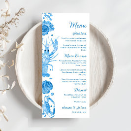 Menu Casamento Elegante de Marisco Costeiro com Aquarel