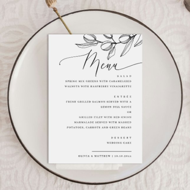 Menu Casamento Elegante De Olivraria | Botânica italian (Criador carregado)