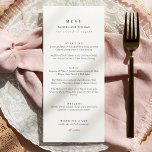 Menu Casamento Elegante de Script Branco e Preto<br><div class="desc">Menu de Casamento de Script Branco e Preto Elegante</div>