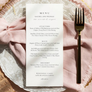 Menu Casamento Elegante de Script Branco e Preto