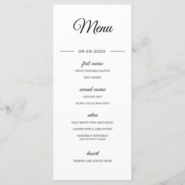 Menu Casamento Elegante de Sobreposição de Fotos Modern (Frente)