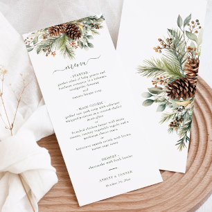 Menu Casamento Elegante de Vegetação de Pinheiro de Inv