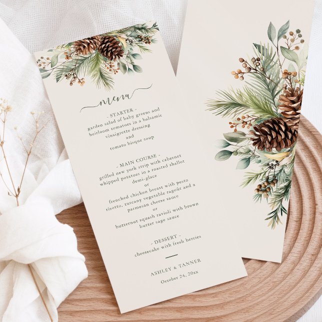 Menu Casamento Elegante de Vegetação de Pinheiro de Inv (Criador carregado)