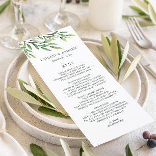 Menu Casamento Elegante do Bio Watercolor Verde