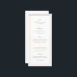 Menu Casamento Elegante Dourado Clássico<br><div class="desc">Menu clássico de casamento "faux gold" com um design simples e mínimo com seu monograma, nomes e data de casamento no topo junto com seu menu cercado por uma dupla borda. As fontes se alternam entre um script elegante, um serif tradicional e fontes sans serif minimalistas. Este menu é excelente...</div>