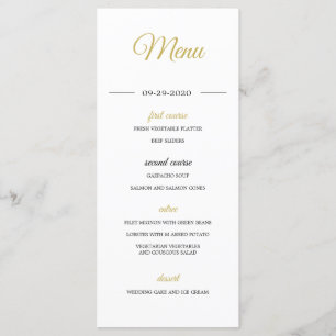Menu Casamento Elegante Dourado com Sobreposição de F