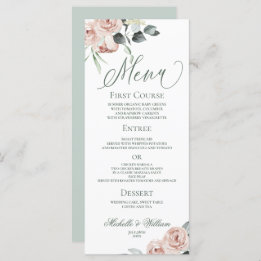 Menu Casamento Elegante Dusty Rosa Eucalyptus