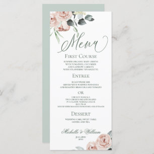 Menu Casamento Elegante Dusty Rosa Eucalyptus