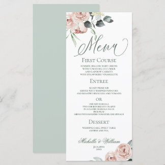 Menu Casamento Elegante Dusty Rosa Eucalyptus