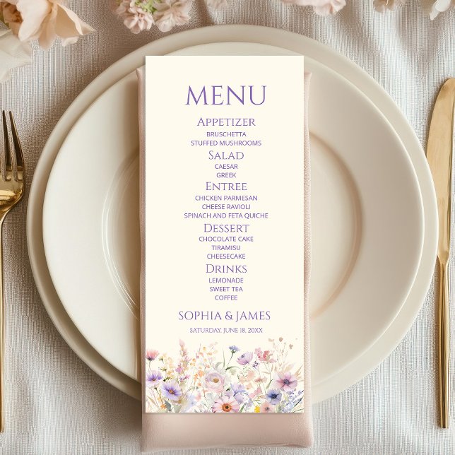 Menu Casamento Elegante em Prado de Flores Silvestres R (Criador carregado)