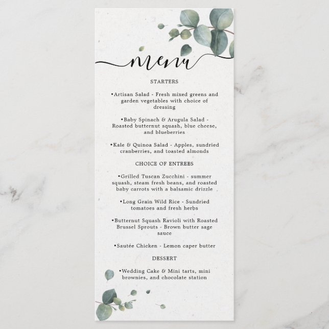 Menu Casamento Elegante Eucalyptus (Frente)