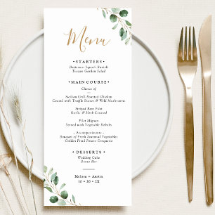 Menu Casamento Elegante Eucalyptus Simple Greenery