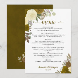 Menu Casamento Elegante Floral de Boho Boho, Rosas Dour