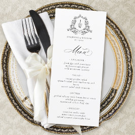 Menu Casamento Elegante Floral de Crest de Monograma Tr