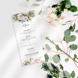 Menu Casamento Elegante Floral de Pêssego Rosa