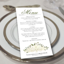 Menu Casamento Elegante Floral Floral das Rosas Brancas